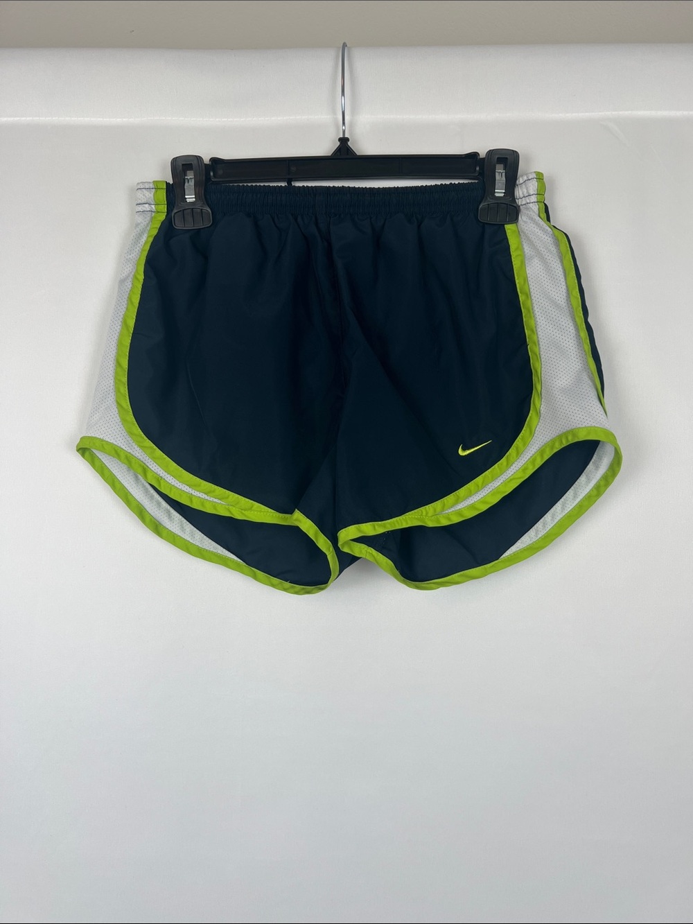 Nike Women's Navy Athletic Shorts with Lime‎ Trim